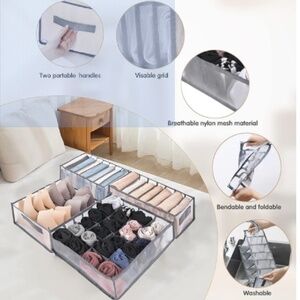 Foldable Clothes Organizer Box, Mesh Closet Underwear Storage Bins, Washable